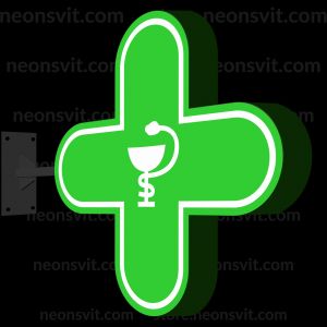 Аптечный крест с подсветкой односторонний