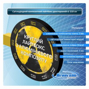 Двусторонний лайтбокс композитный круглый 110 см