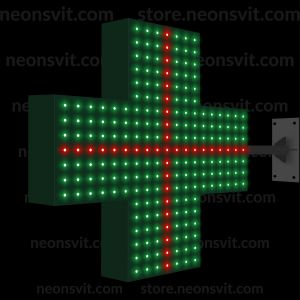 Светодиодный аптечный крест двусторонний Bicolor - зелено-красный, 50 см, 434 LED, светодинамика