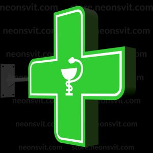 Аптечний хрест односторонній світловий фігурний